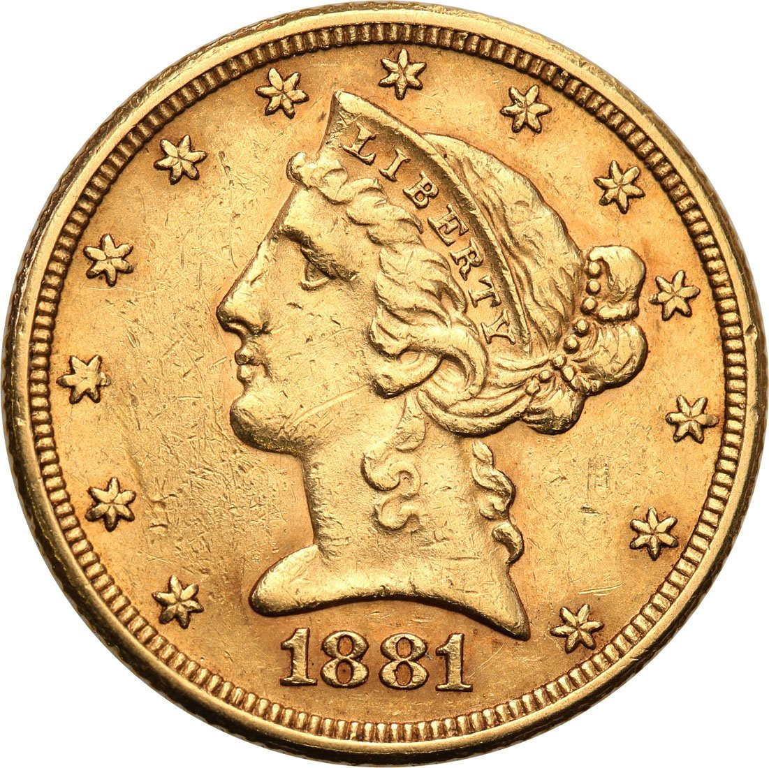 USA 5 dolarów 1881 Filadelfia st. 2+