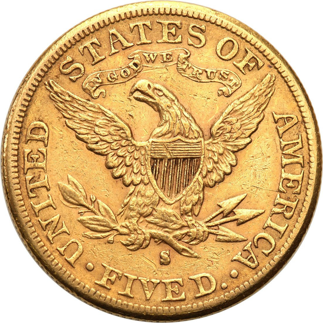 USA 5 dolarów 1886 S San Francisco st. 1-/2+