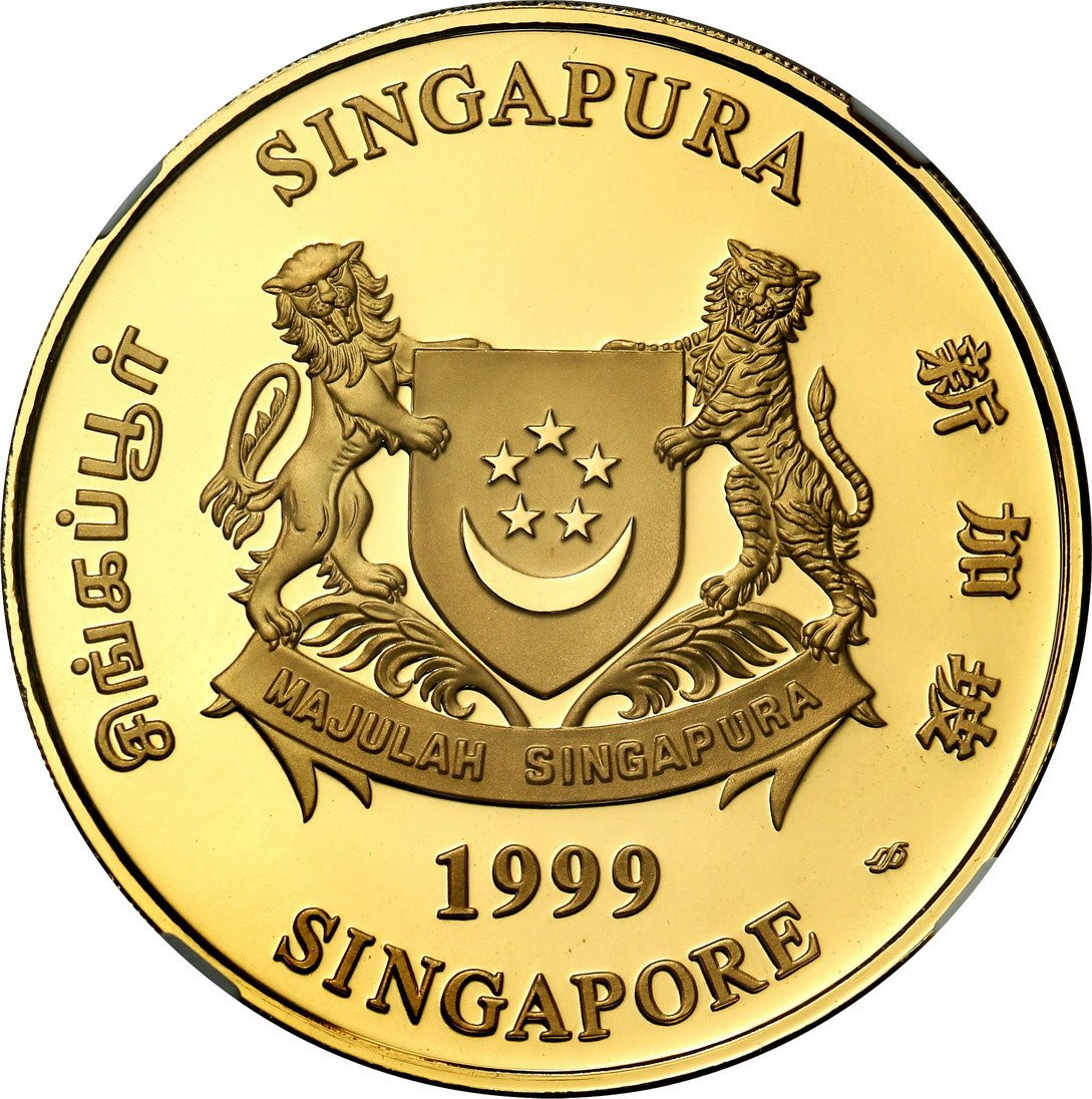 Singapur 250 dolarów 1999 Królik UNCJA ZŁOTA NGC PF69 ULTRA CAMEO