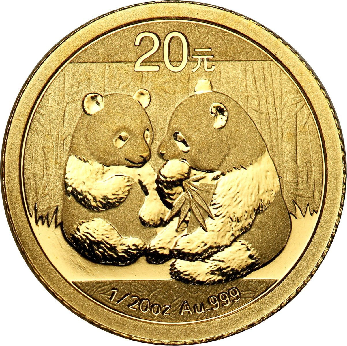 Chiny. 20 Juanów 2009 Panda Wielka - 1/20 uncji złota
