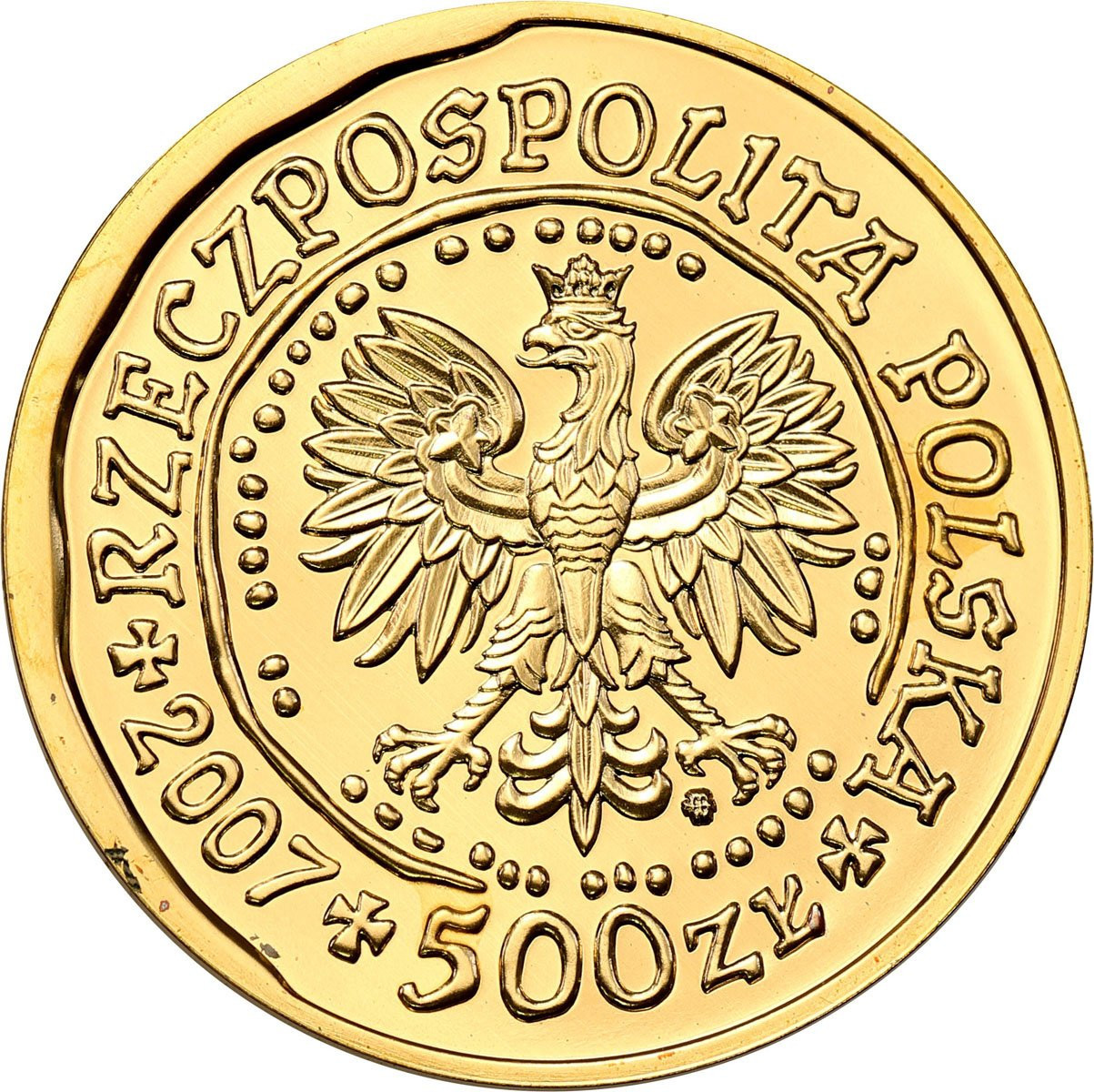 Polska. 500 złotych 2007 Orzeł Bielik – UNCJA ZŁOTA
