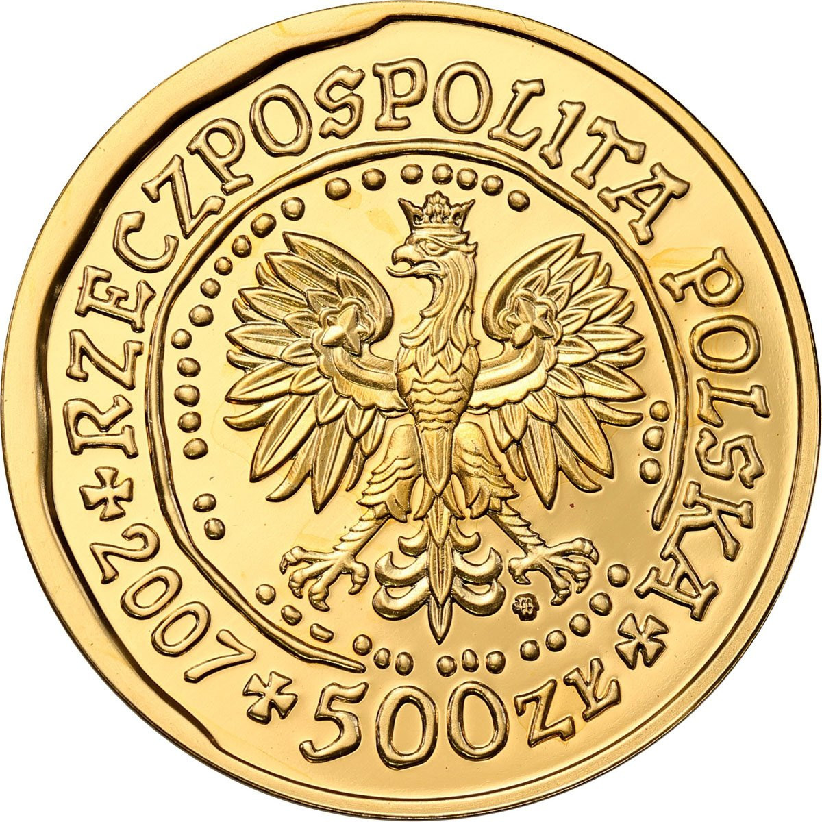 Polska. 500 złotych 2007 Orzeł Bielik – UNCJA ZŁOTA