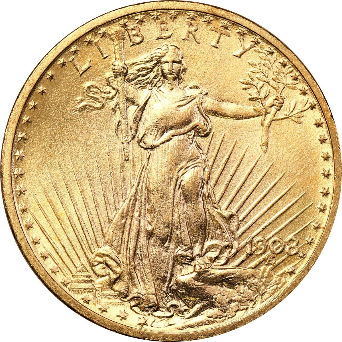 USA. 20 $ dolarów 1908 Filadelfia St. Gaudens NO MOTTO