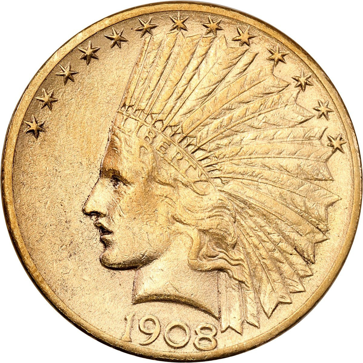 USA. 10 $ dolarów 1908 Indianin D - Denver