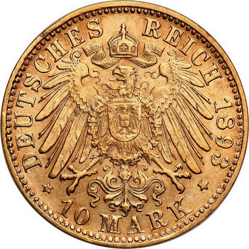 Niemcy. Bawaria 10 marek 1893 D