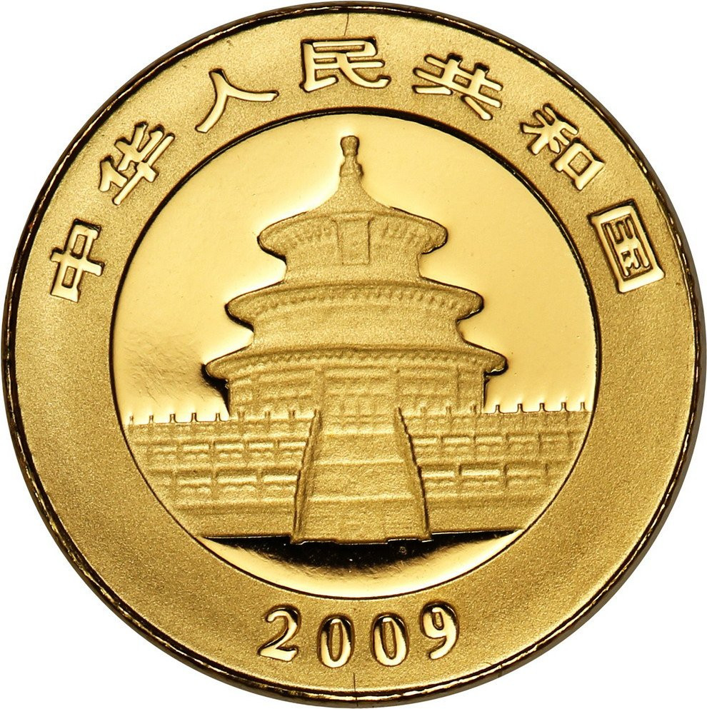 Chiny 20 Yuan (juanów) 2009 Panda Wielka 1/20 uncji złota