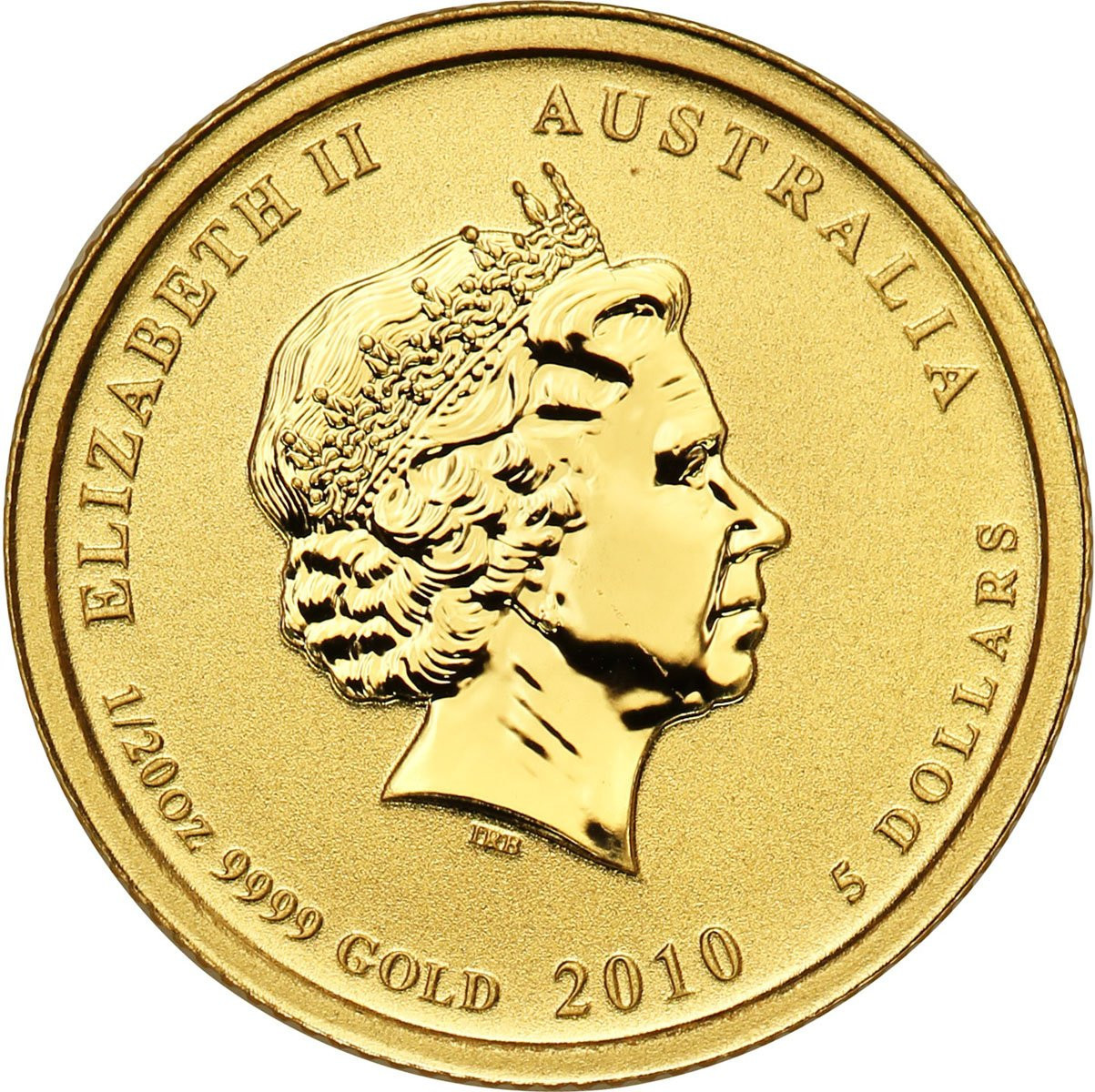 Australia. 5 dolarów 2010 rok tygrysa - 1/20 uncji złota - st.L