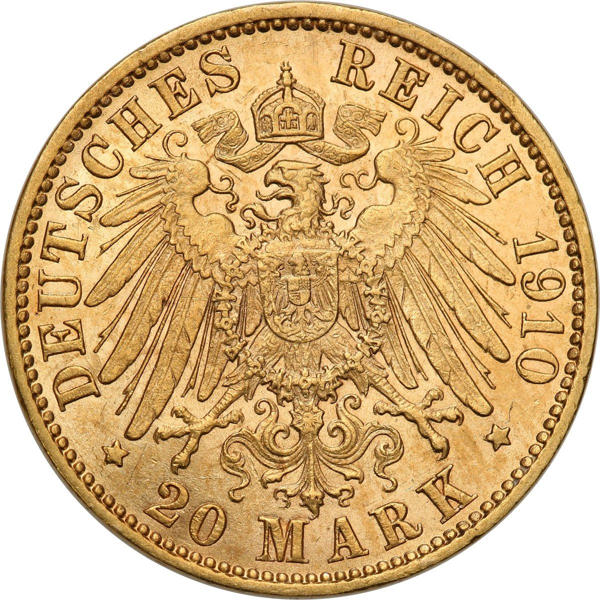 Niemcy, Prusy. Wilhelm II. 20 Marek 1910 J, Hamburg