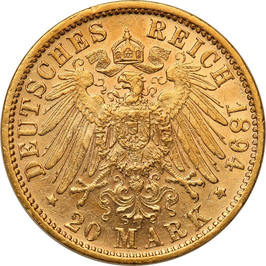 Niemcy. Wirttembergia Wilhelm II 20 Marek 1894 F - Stuttgart