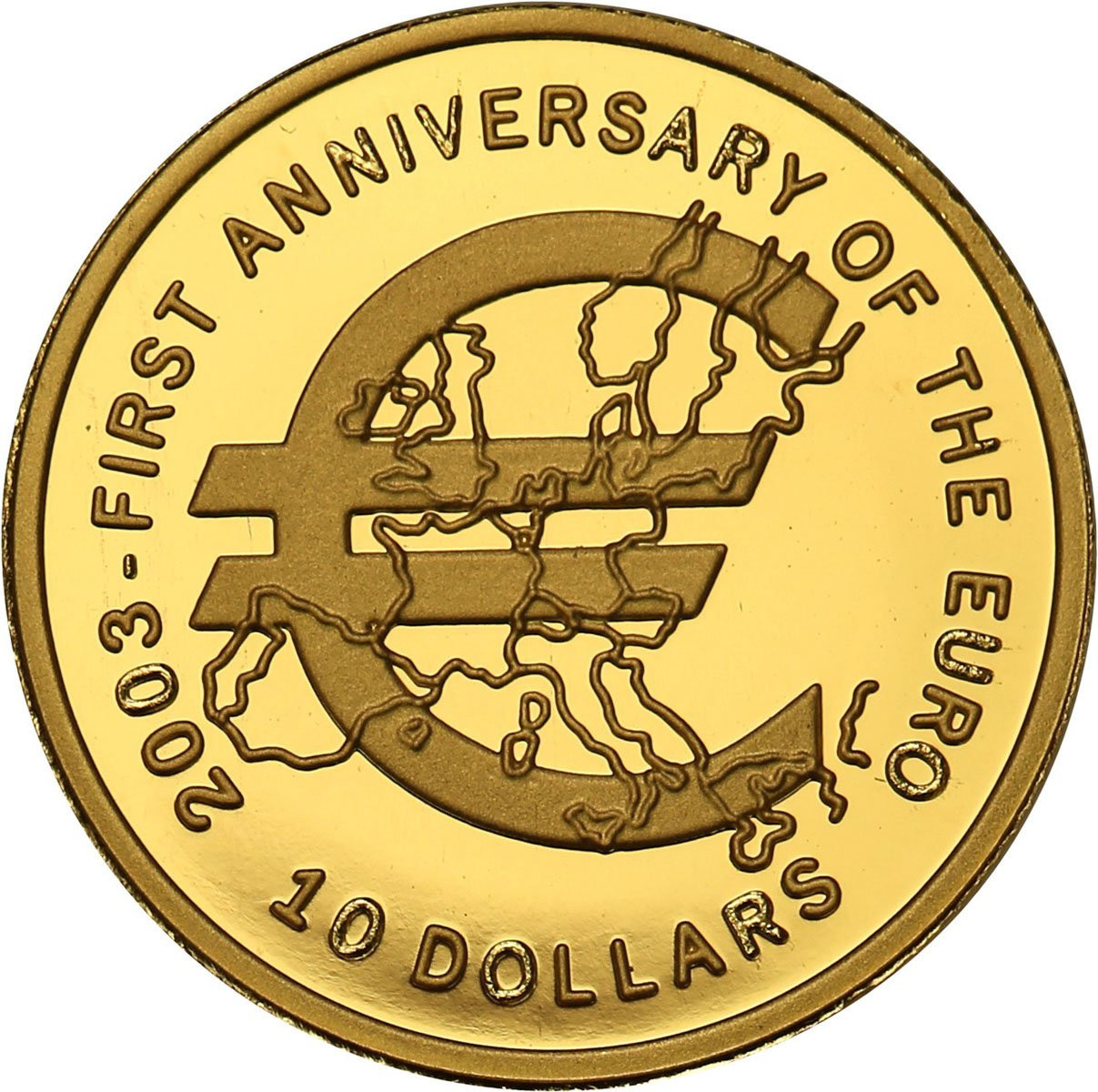 Republika Nauru 10 dolarów 2003 Pierwsza Rocznica Wprowadzenia Euro