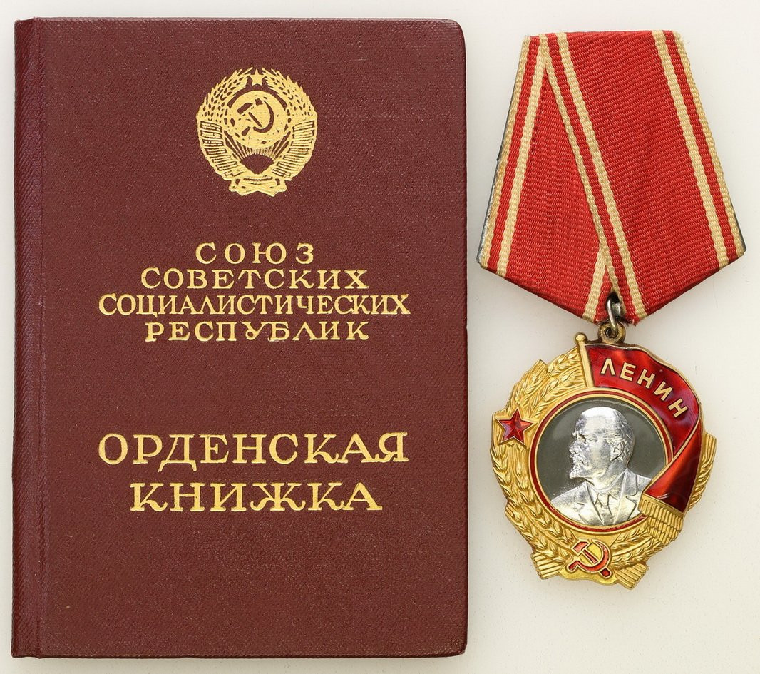 Rosja. Order Lenina złoto + platyna - LENIN - wstążką + legitymacja