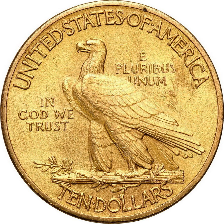 USA. Złote 10 $ dolarów Indianin 1909
