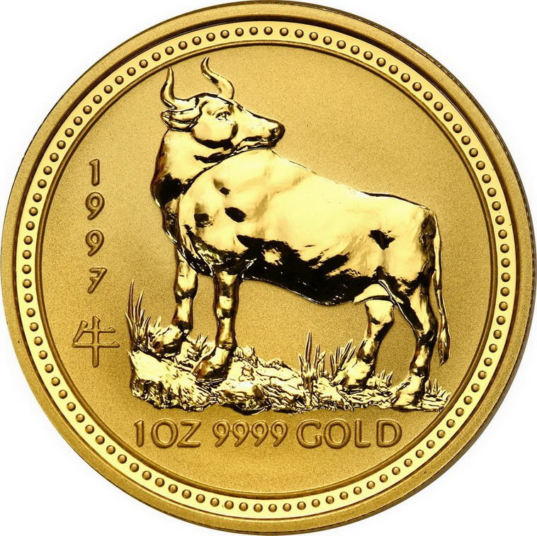 Australia. Złote 100 dolarów 1997 ROK WOŁU - 1 uncja złota