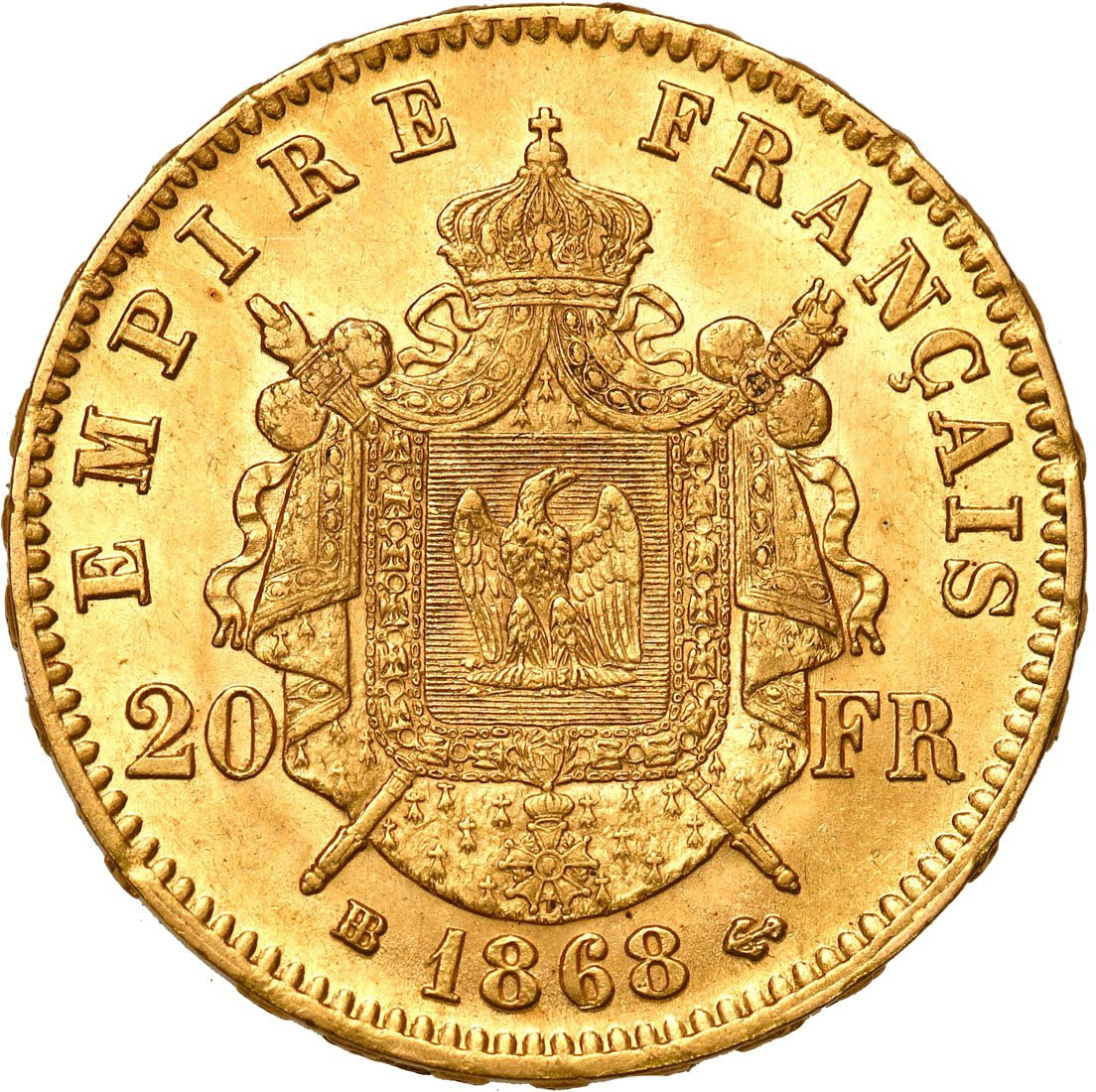 Francja 20 franków 1868 BB Strasbourg Napoleon III