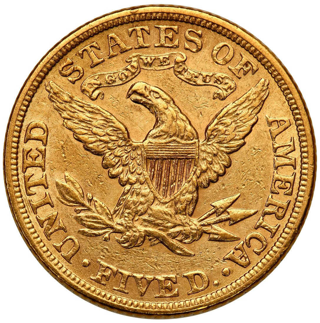 USA. Złote 5 $ dolarów 1881 Filadelfia - B.ŁADNY