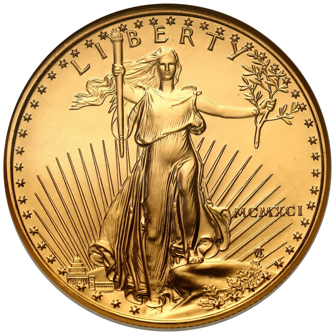 USA. Złote 50 $ dolarów 1991 Orzeł (Eagle) - 1 uncja złoto - NGC MS69