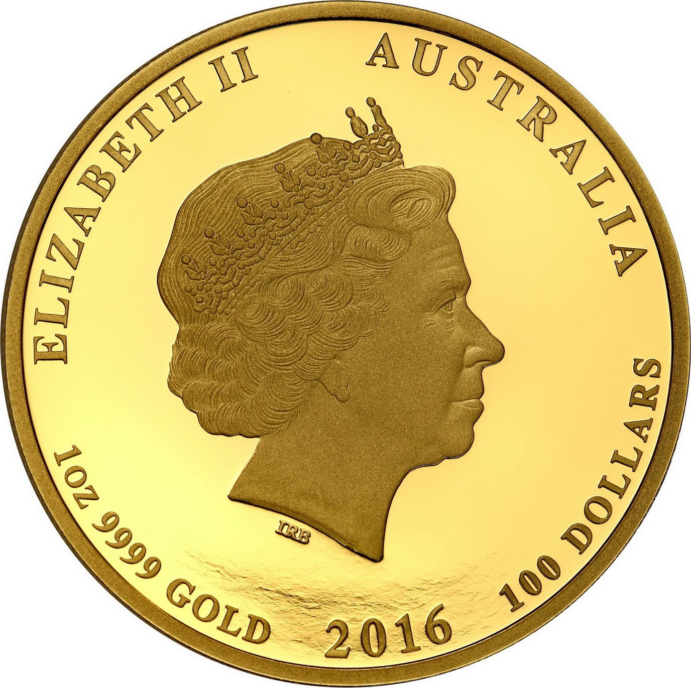 Australia. Złote 100 dolarów 2016 - ROK MAŁPY - 1 uncja złota