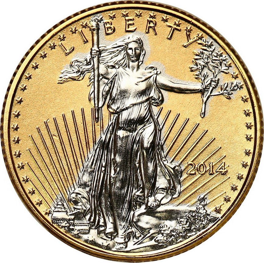 USA. Kolorowe 5 $ dolarów 2014 - 1/10 uncji złota