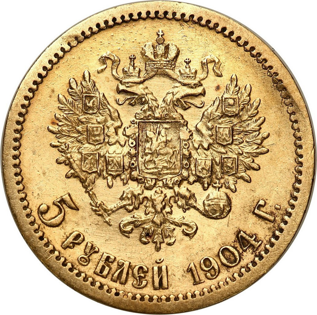 Rosja, Mikołaj II. 5 Rubli 1904 AP Petersburg