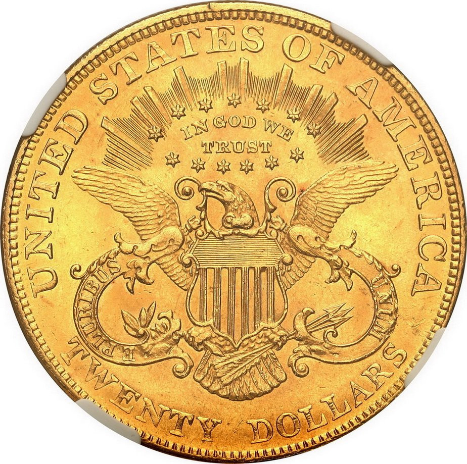 Amerykańskie złote 20 dolarów Liberty 1904 Fildaelfia NGC MS63