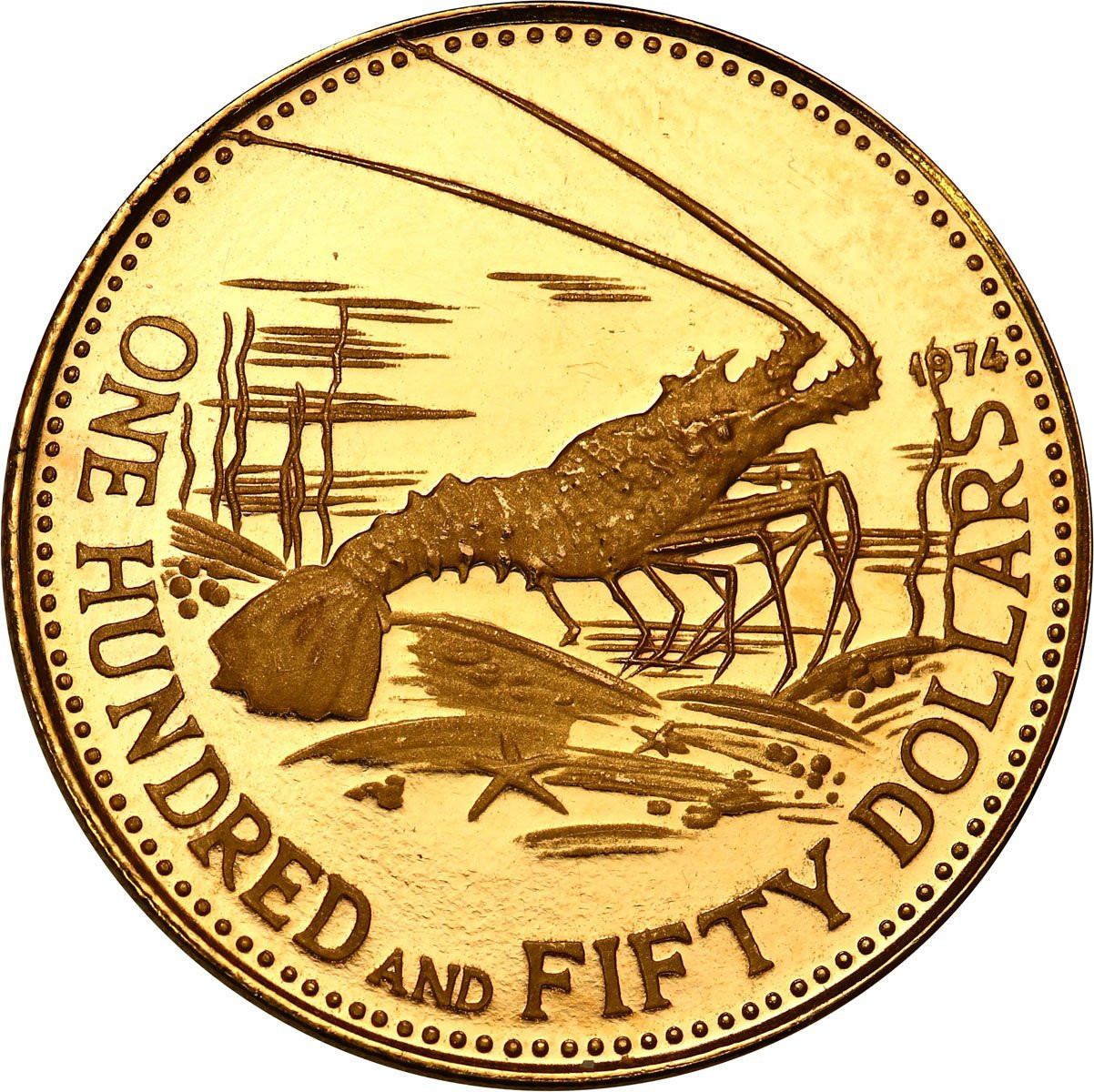 Bahamy. Elżbieta II 150 dolarów 1974 - LUSTRZANKA