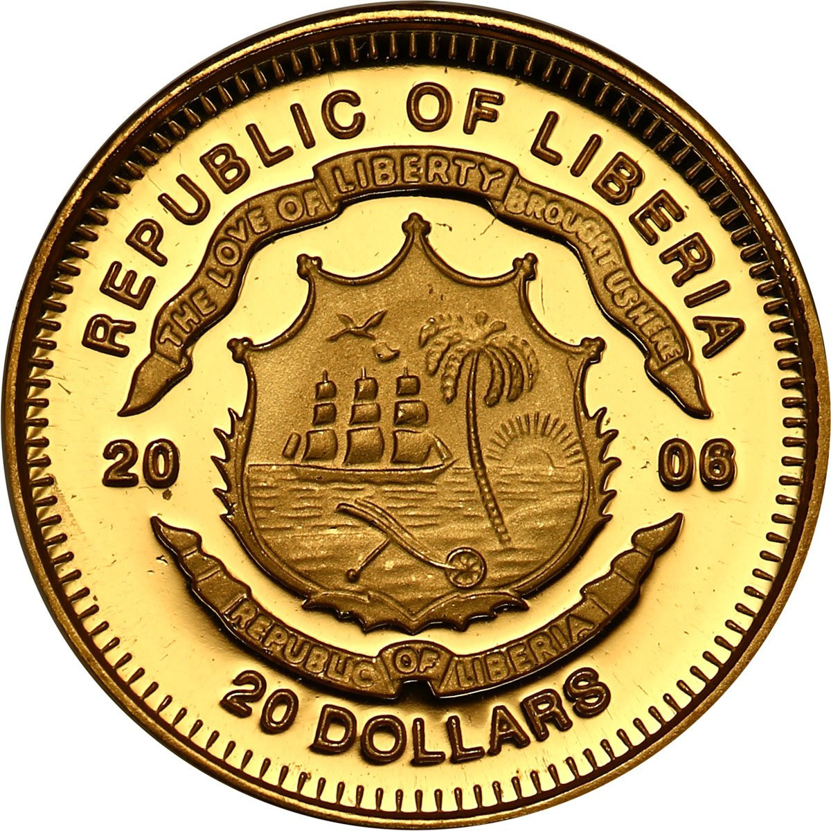 Liberia. 20 dolarów 2005 - Piłka Nożna Niemcy - 1/25 uncji złota