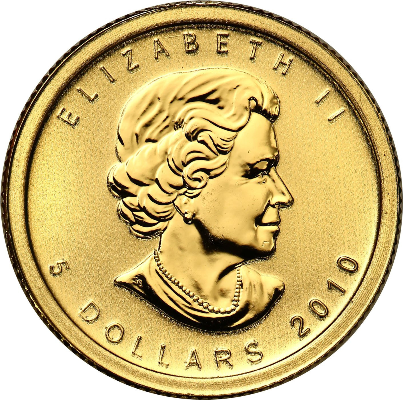 Kanada. Złoty Liść klonowy 5 dolarów 2010 - 1/10 uncji złota