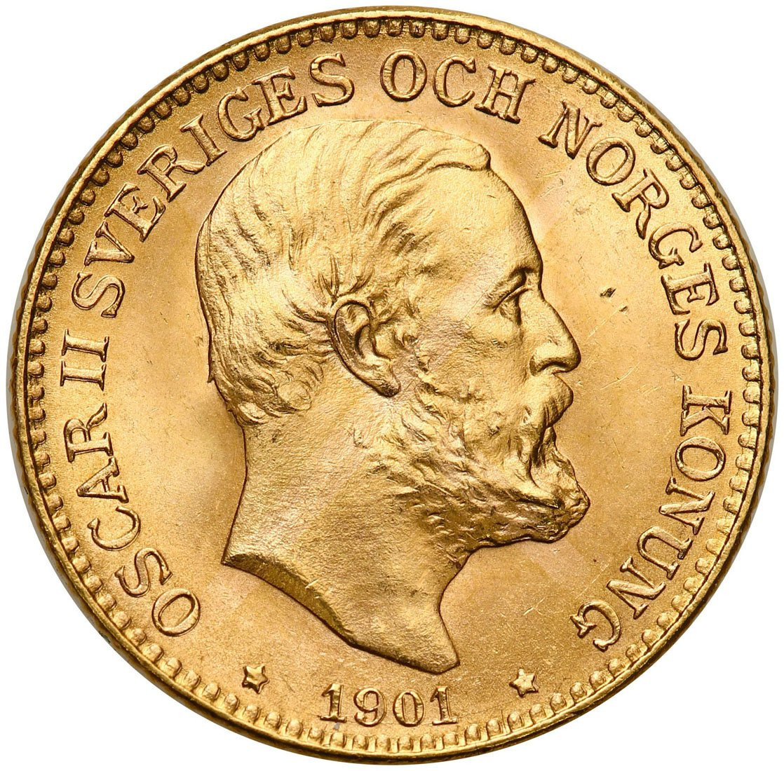 Szwecja. 10 koron (Kronor) 1901 Oskar II - PIĘKNE