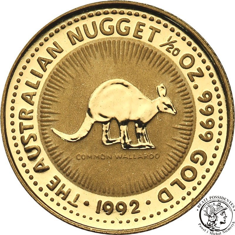 Australia 5 dolarów 1992 kangur (1/20 uncji złota) st.L