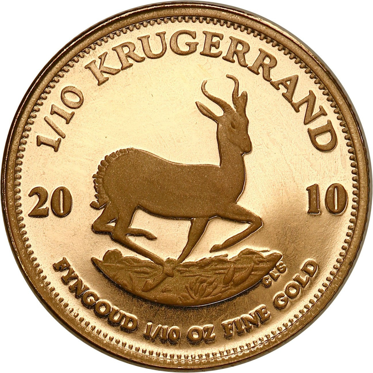 RPA. Złoty Krugerrand 2010 - LUSTRZANY - 1/10 uncji złota