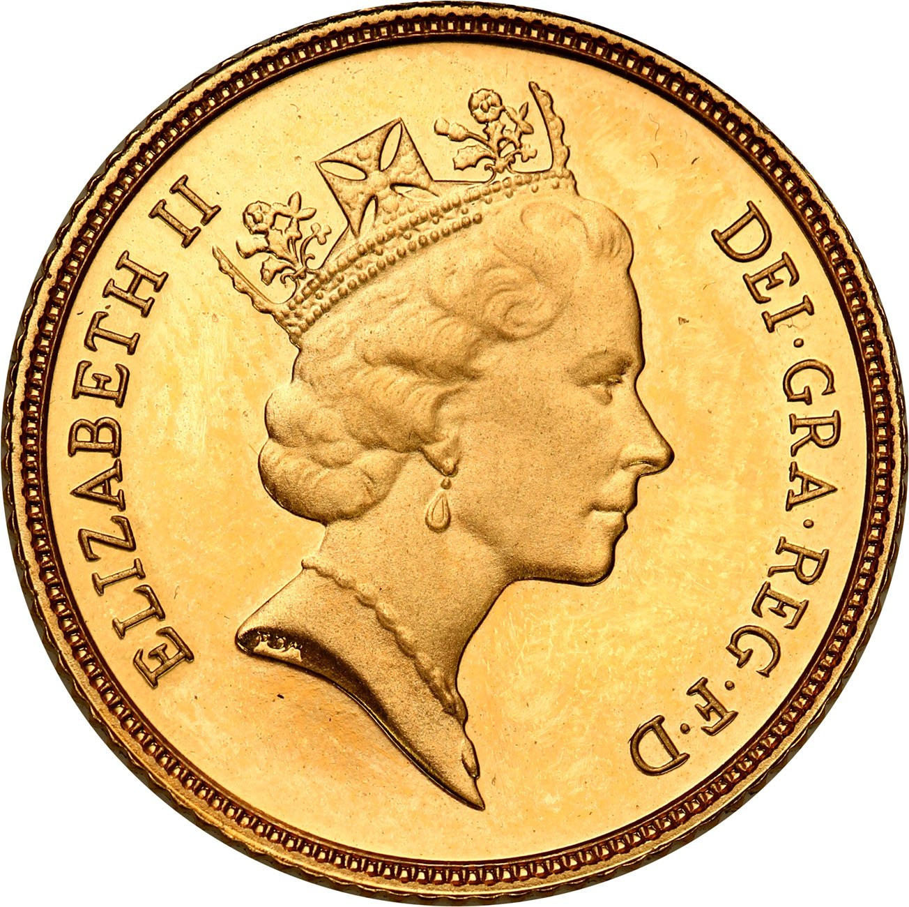 Wielka Brytania. Elżbieta II 1/2 suwerena 1988 - stempel lustrzany