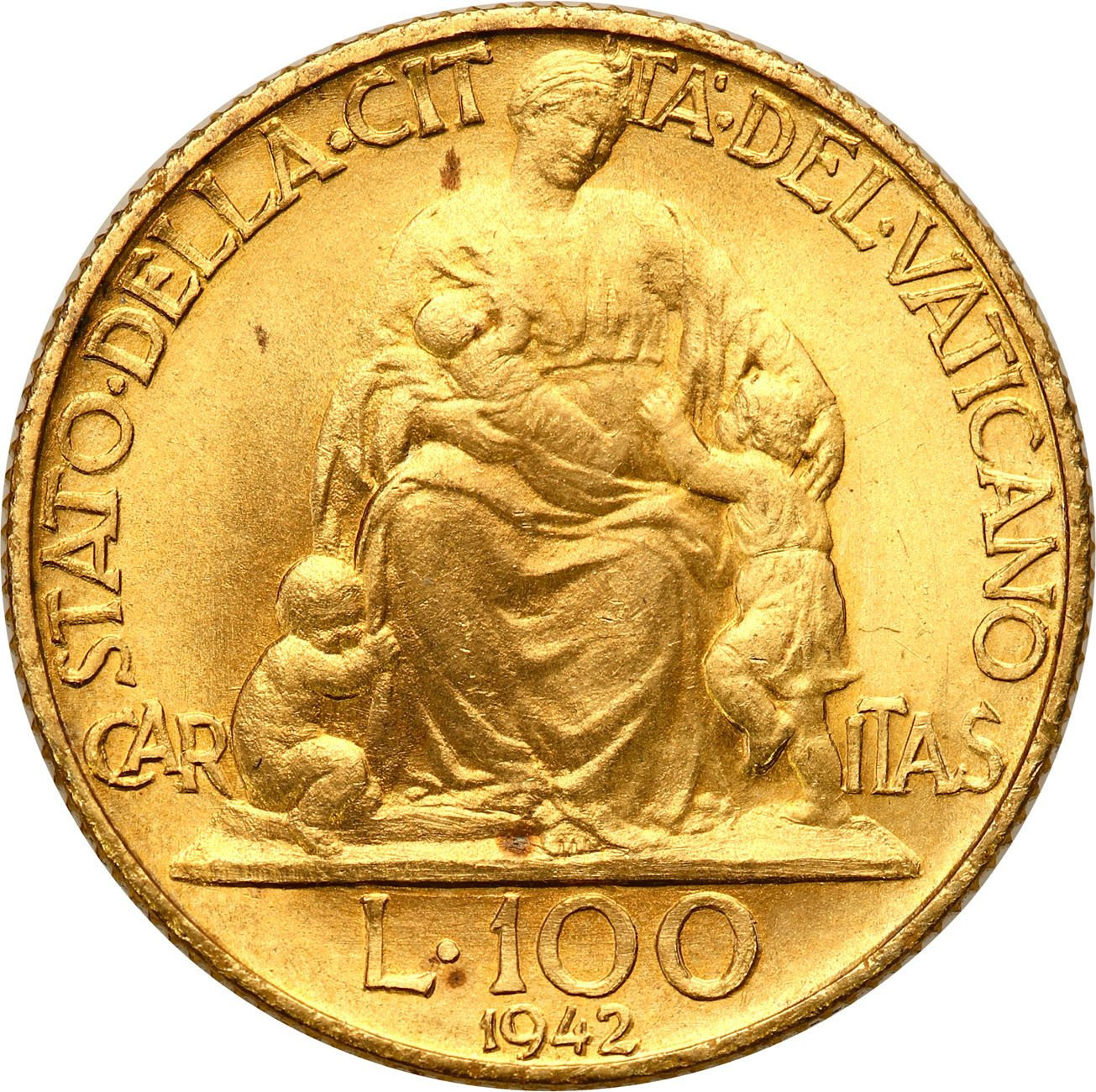 Watykan. Pius XII 100 lirów 1942