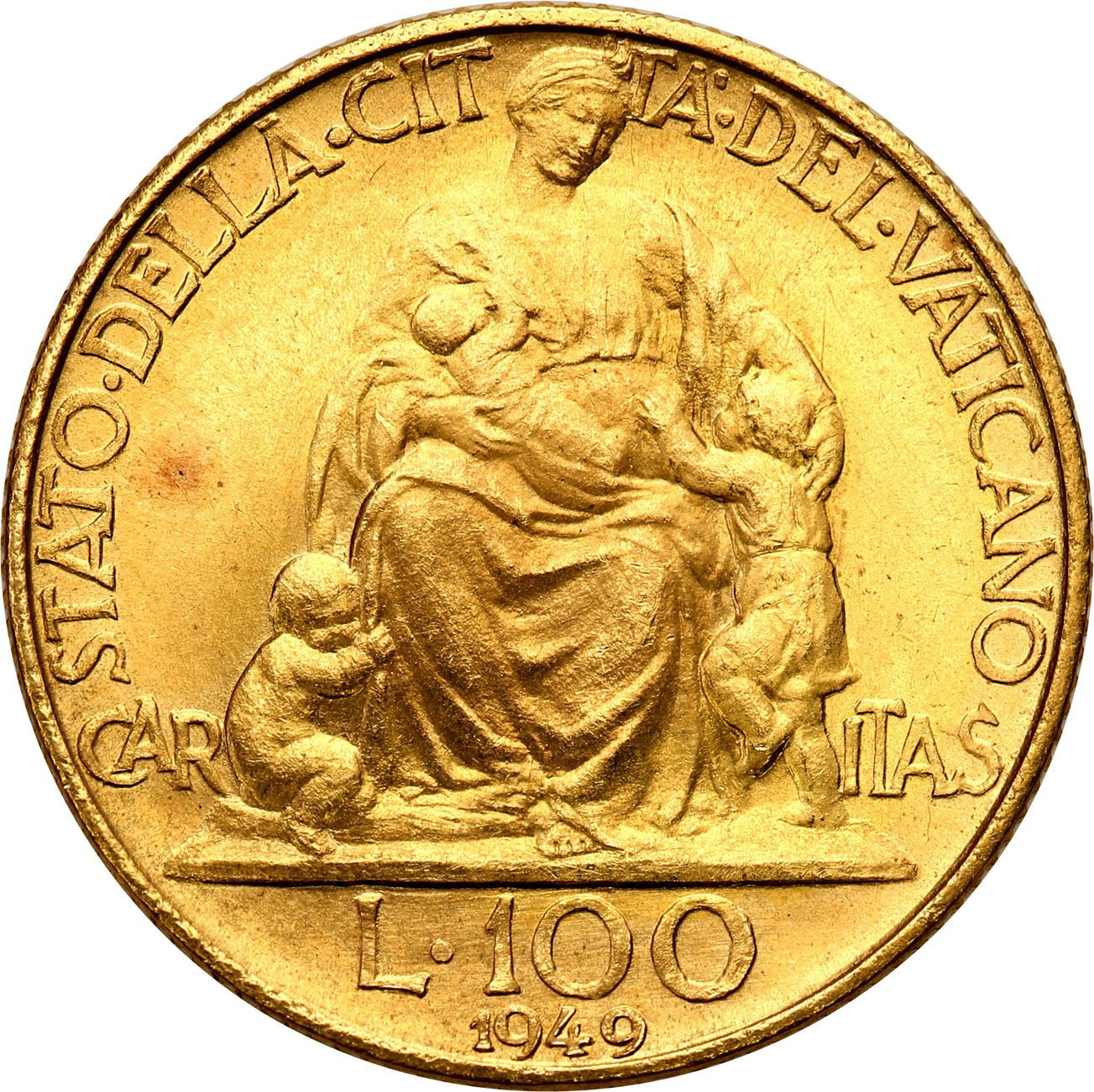 Watykan. Pius XII 100 lirów 1949