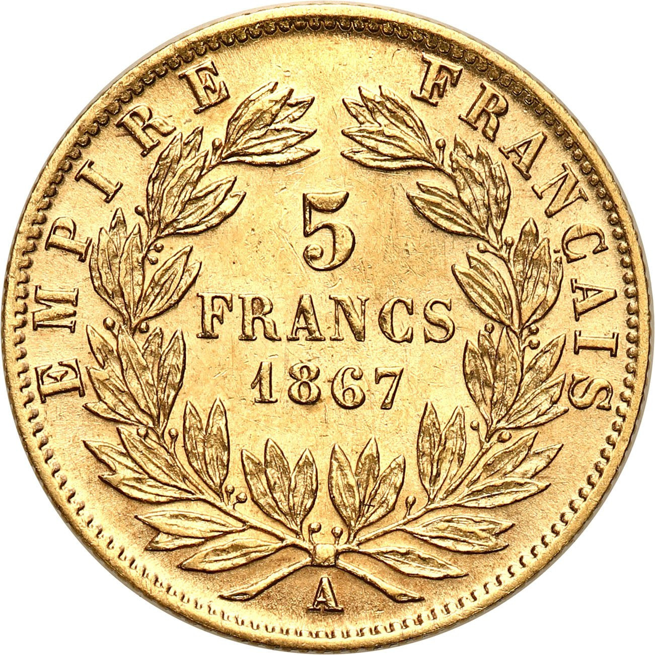 Francja. Napleon III 5 franków 1867 Paryż