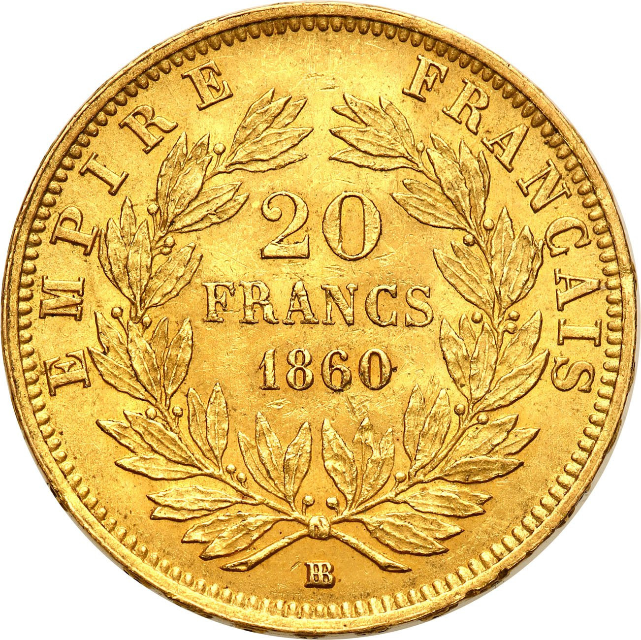 Francja Napoleon III 20 franków 1860 BB-Strasbourg