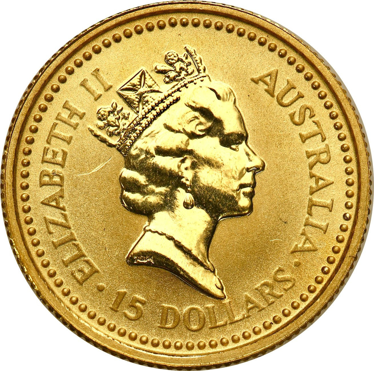 Australia. Złote 15 dolarów Kangur 1990 - 1/10 uncji złota