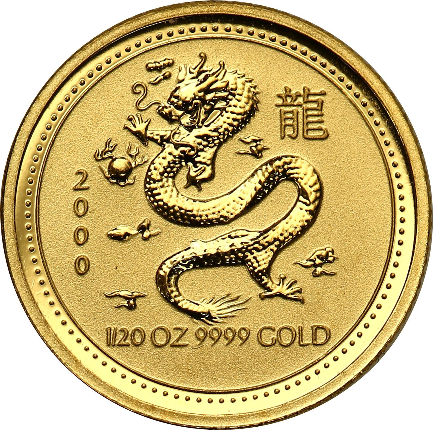 Australia. Złote 5 dolarów 2000 - ROK SMOKA  - 1/20 uncji złota
