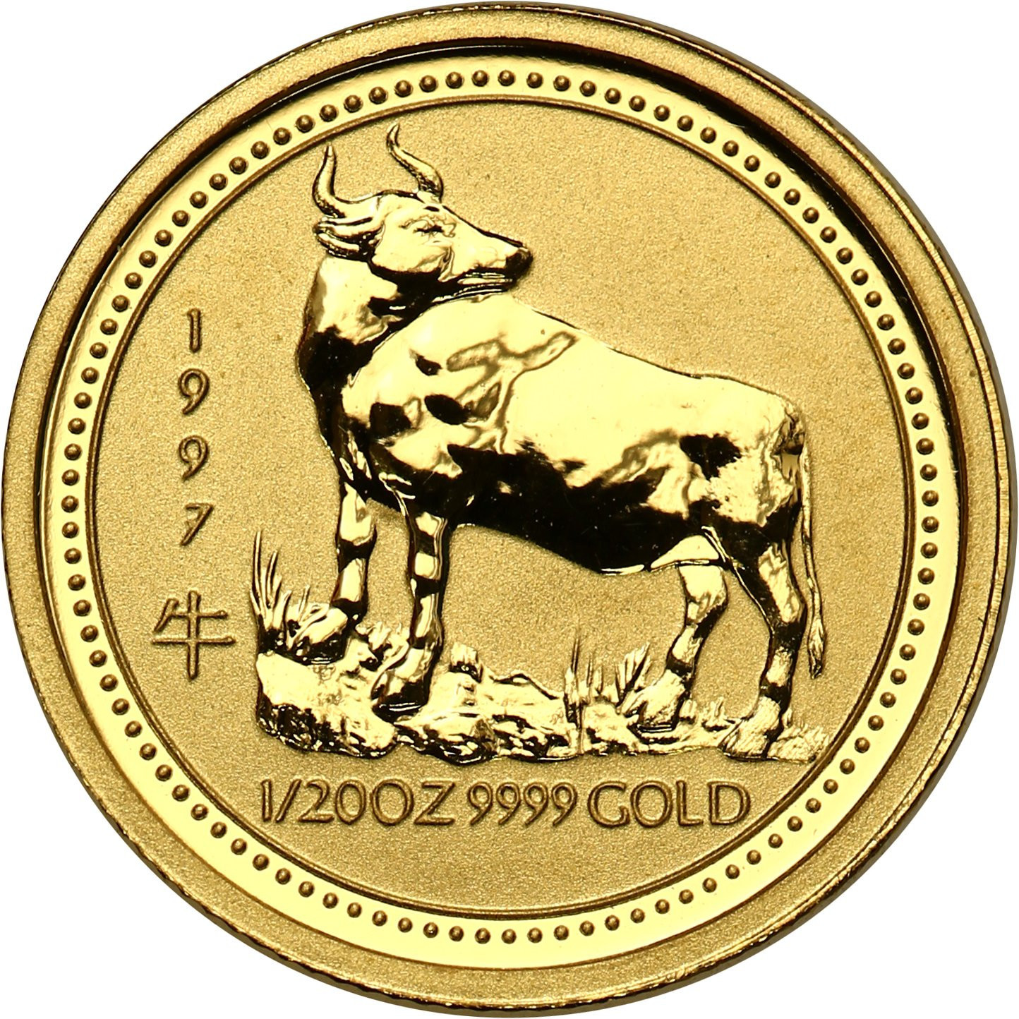 Australia. Złote 5 dolarów 1997 - ROK WOŁU - 1/20 uncji złota