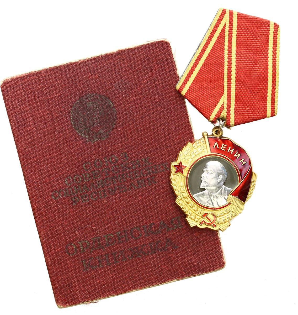 Rosja. Order Lenina złoto + platyna - LENIN - wstążka + legitymacja
