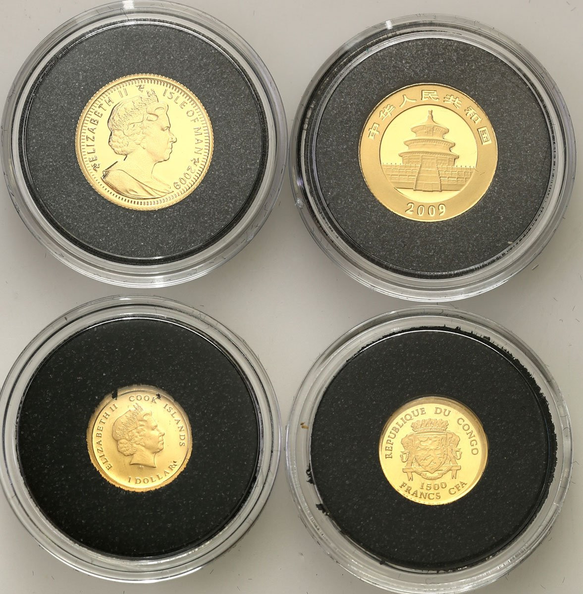 Najmniejsze monety świata zestaw 4 szt. ZŁOTO