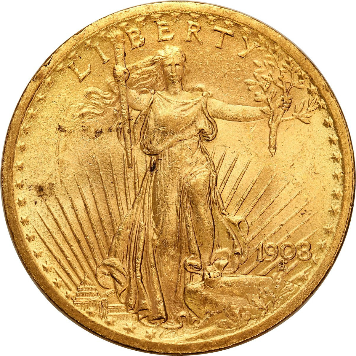 USA 20 dolarów 1908 no motto, Filadelfia, Saint Gaudens