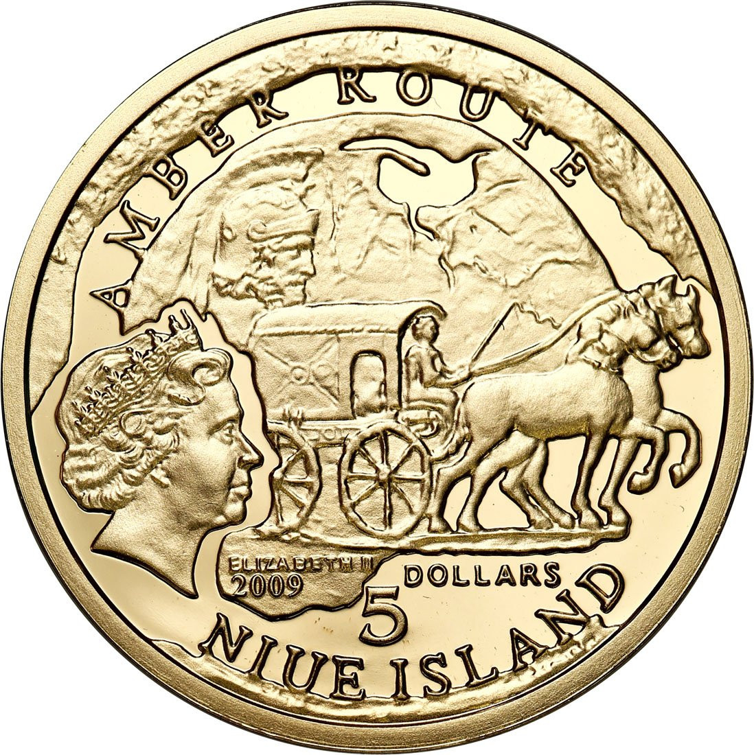 Polska / Niue 5 dolarów 2009 szlak bursztynowy Elbląg - BURSZTYN