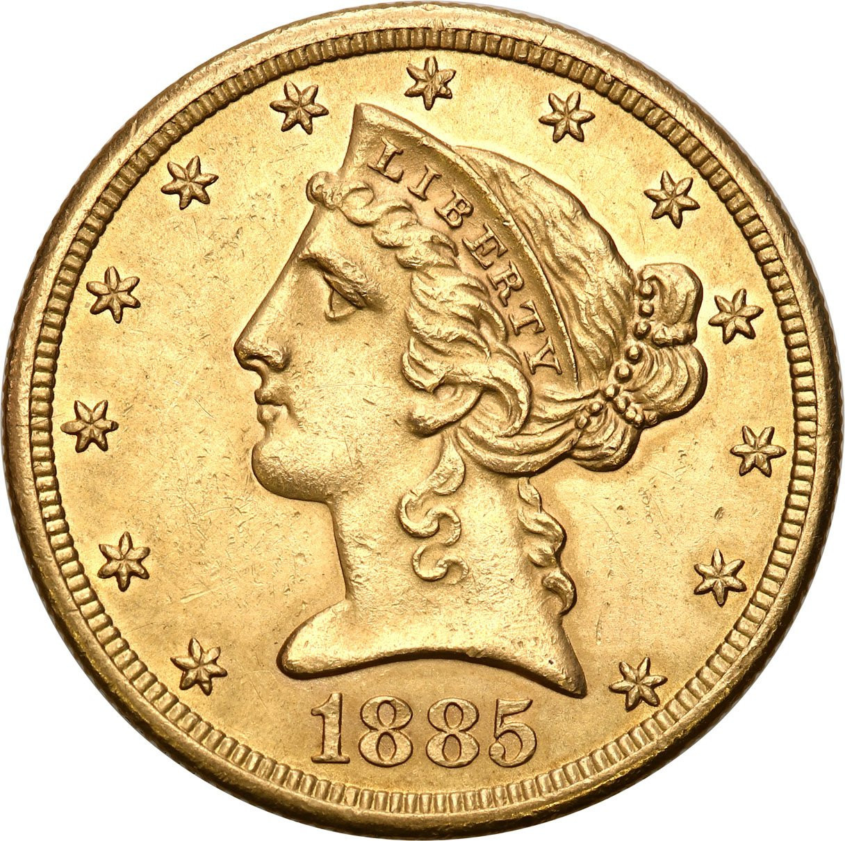 USA. 5 dolarów 1885 S - San Francisco - WYŚMIENITE
