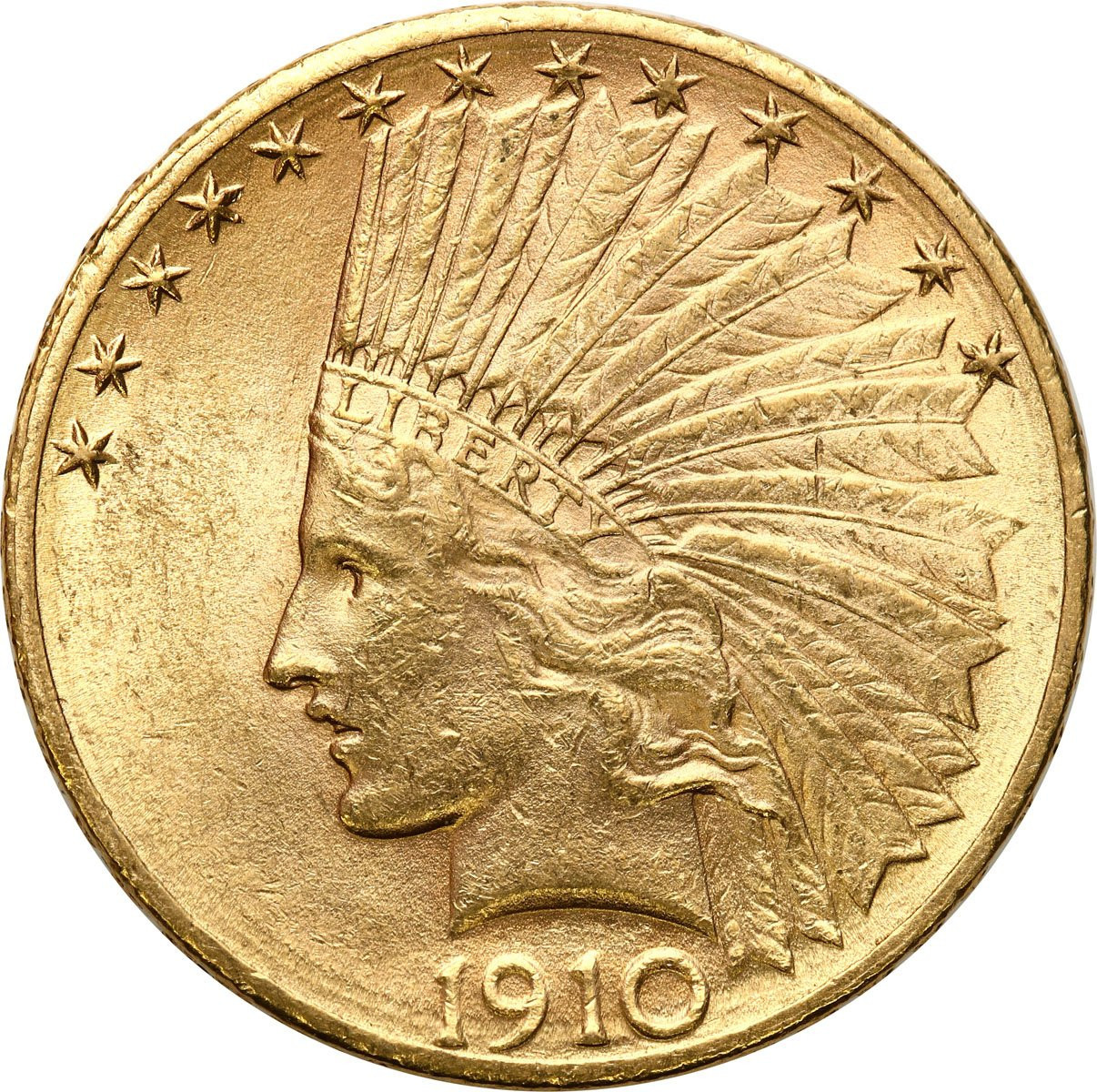 USA. 10 $ dolarów 1910 D Indianin Denver - PIĘKNY