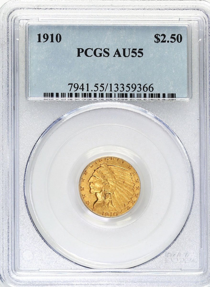 USA 2 1/2 dolara 1910 Philadelphia - PCGS AU55