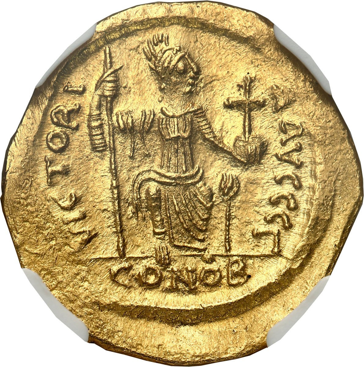 Bizancjum. Justyn II (565-578). Solid, Konstantynopol - NGC MS - PIĘKNY
