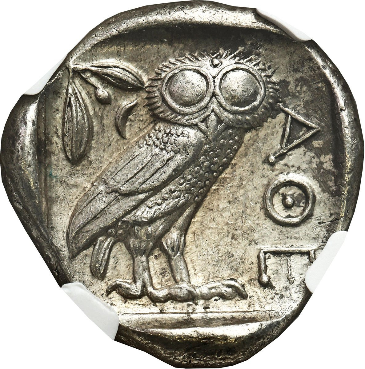 Grecja, Tetradrachma SOWA 440 – 404 p.n.e. Ateny – NGC Ch Au - WYŚMIENITA