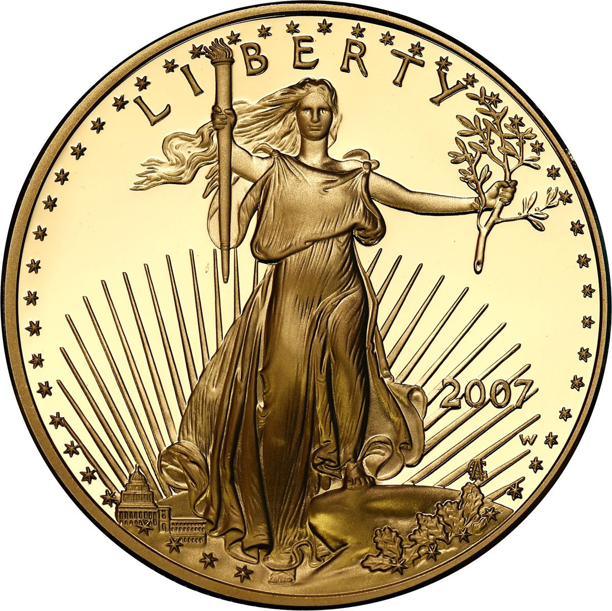 USA 50 dolarów 2007 Złoty Orzeł LUSTRZANY- uncja złota