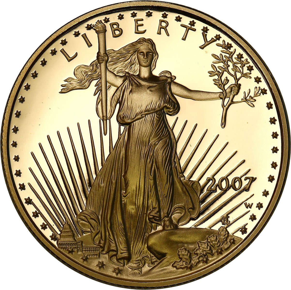 USA 25 dolarów 2007 Złoty Orzeł LUSTRZANE - 1/2 uncji złota