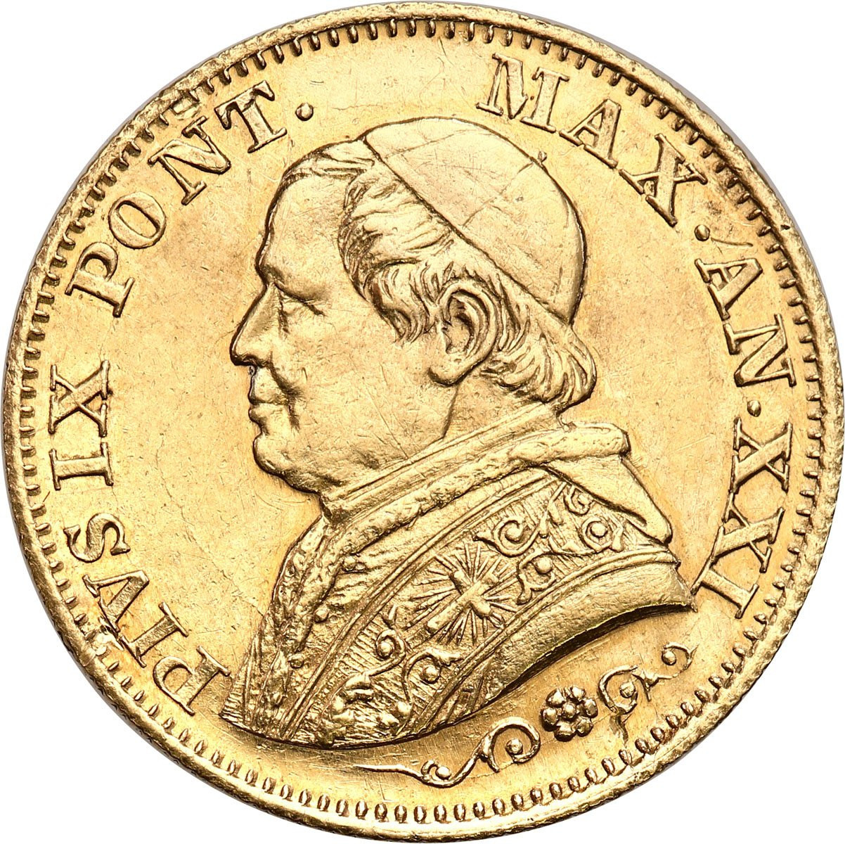 Watykan. 10 lirów 1866 / XXI Pius IX - RZADKA